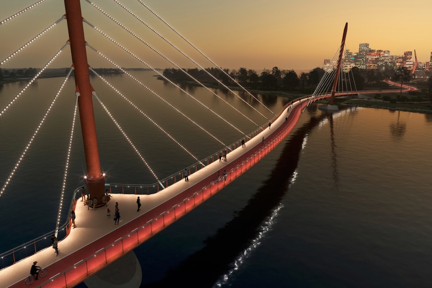 Designs for Perth’s new $100m pedestrian bridge spruik ‘digital canvas’ light displays across Swan River